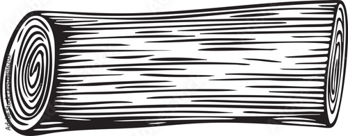 smooth cylindrical log rests horizontally on a flat surface.
