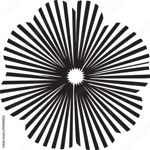 stylized circular features radiating lines emanating from a central point.
