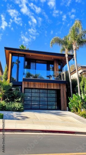 Wallpaper Mural Contemporary beachfront house with wooden exterior and large reflective windows reflecting beautiful skies Torontodigital.ca