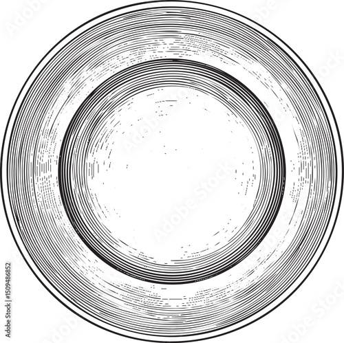 simple black and white circle is composed of concentric lines.