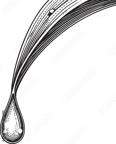 single elongated water droplet gracefully cascades downwards.