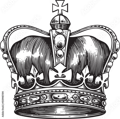 detailed black and white of a regal crown.
