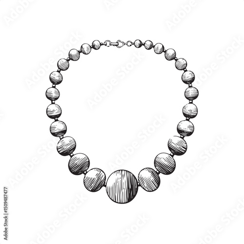 detailed black and white of a decorative necklace.