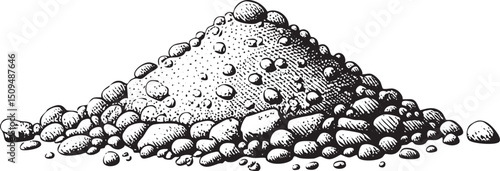 large pile of rounded stones rests on a flat surface.