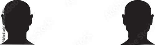 Two silhouetted heads face each other across a white expanse.