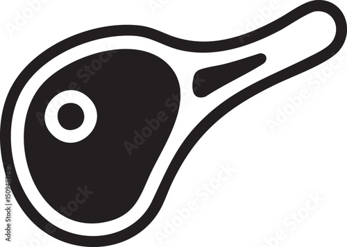 simple stylized black spatula rests on a white background.