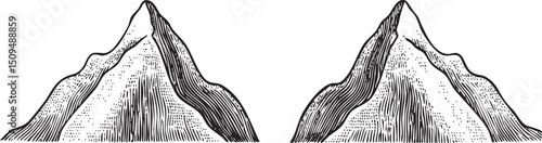 Two majestic mountain peaks rise dramatically against a clear sky.