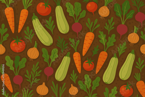 Colorful variety of vegetables growing in rich soil illustrating a healthy garden environment