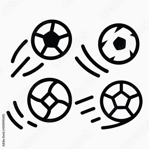 Vector sport icon set of soccer balls on a white background, perfect for championship game design