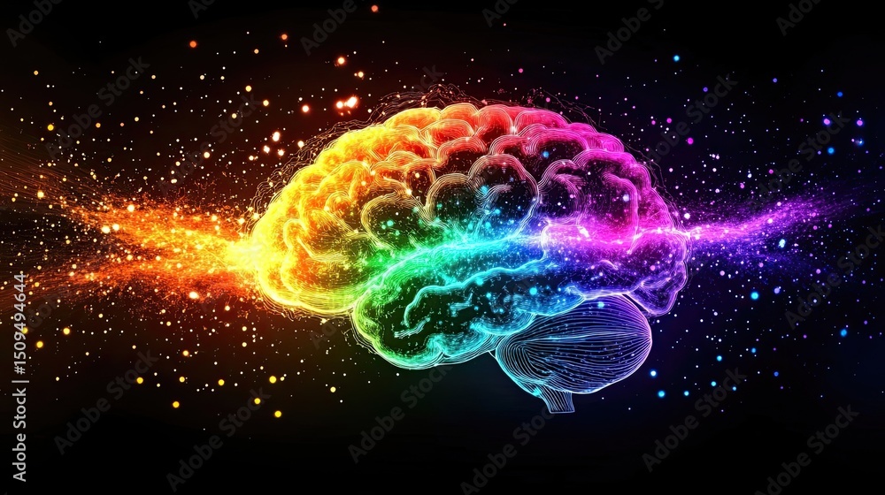 Human Brain Illustration with Electrical Activity Flashes Representing Neurology Cognitive Function and Brain Activity for Scientific Research Medical Studies and Educational Materials Human Brain Illustration with Electrical Activity Flashes Representing Neurology Cognitive Function and Brain Activity for Scientific Research Medical Studies and Educational Materials