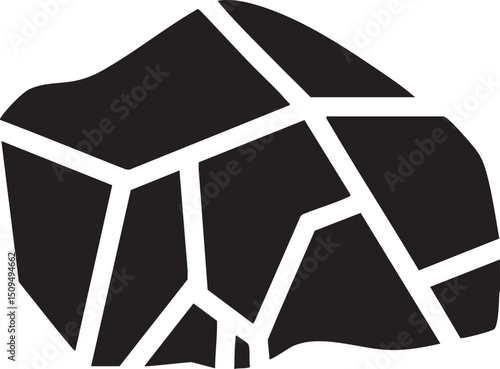 stylized depicts a fractured stone shape.
