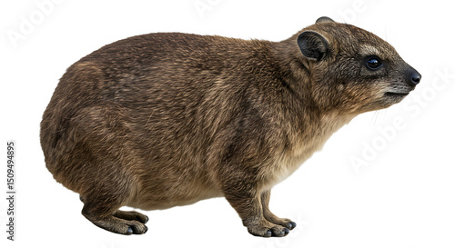 Profile View of a Brown Rock Hyrax with Detailed Fur