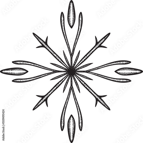 stylized snowflake with intricate radial symmetry.