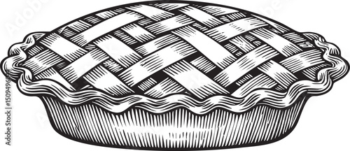 detailed black and white of a pie.