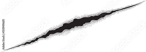 jagged dark crack runs diagonally across a stark white background.