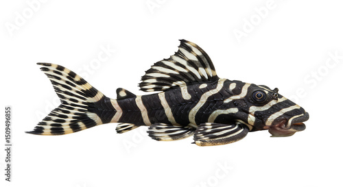 Striking Zebra Pleco Displaying Bold Black and White Striped Pattern