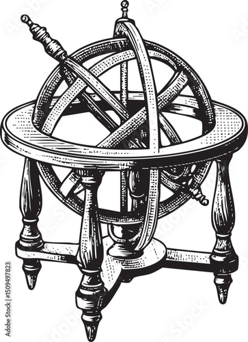 vintage wooden orrery displays a celestial model with intricate gears.
