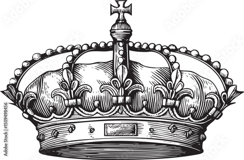detailed black and white of a regal crown.