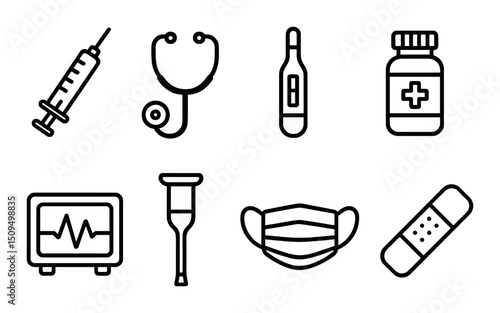 Medical linear icons set – outline, healthcare and hospital symbols