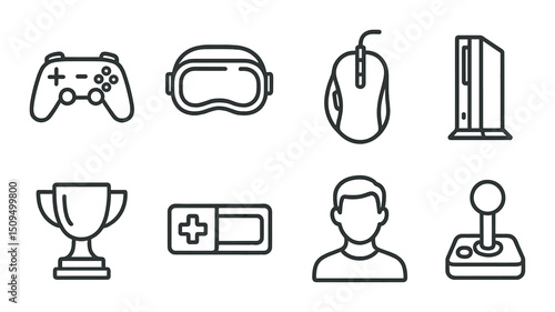 Gaming icons set – silhouette style, simple video game and console symbols