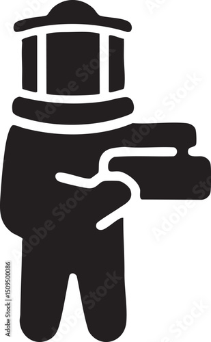 beekeeper holds a smoker to calm bees.