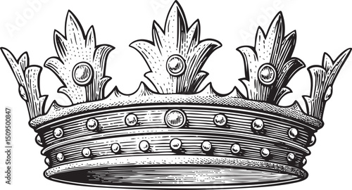 detailed black and white of a regal crown.