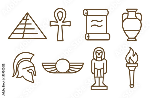 Ancient culture silhouette icons set – historical, heritage, and antique symbols