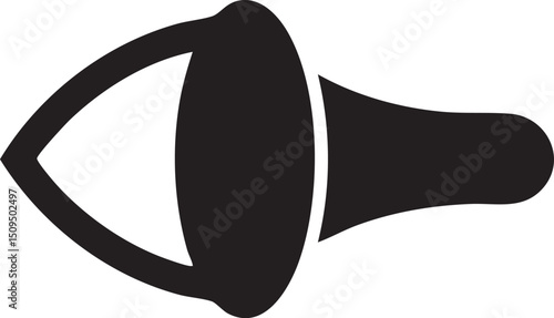 stylized black and white bell shape with a pointed apex.