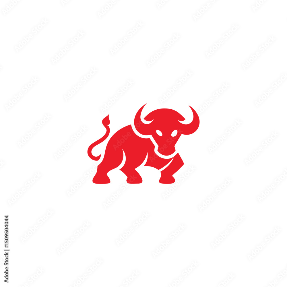Madness Bull Logo. Bold Red Bull Character with Strong and Fierce Design Madness Bull Logo. Bold Red Bull Character with Strong and Fierce Design