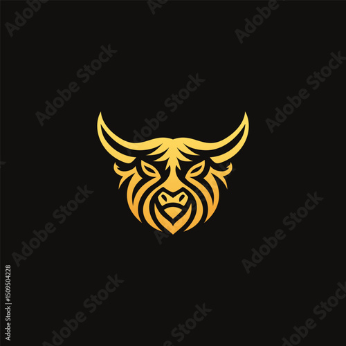 Yak Head Logo.  Unique Thick Line Design Highlighting Yak’s Hair and Muzzle