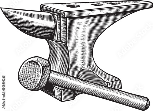 sturdy anvil rests on a workbench awaiting a hammer.