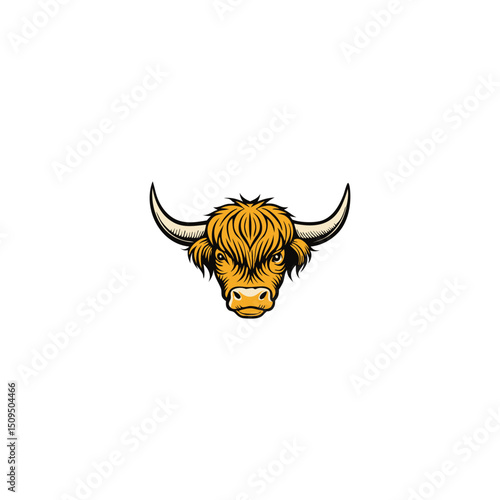 Highland Cattle Bull Logo – Symbol of Strength and Resilience