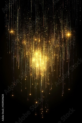 Golden particles cascading downward