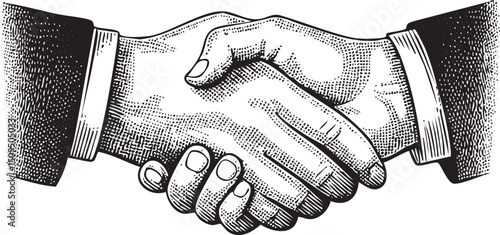 Two hands shake firmly in a business agreement.