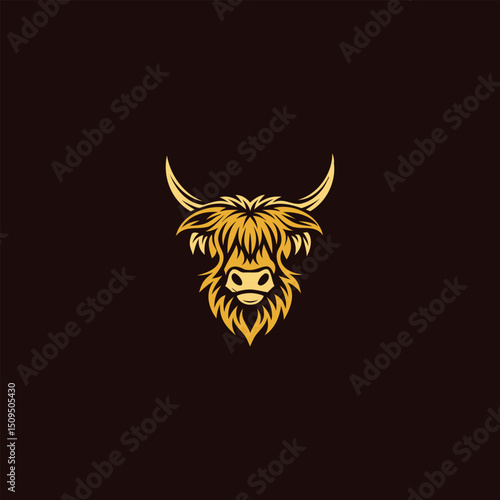 Highland Cattle Logo – Simple and Luxurious Cow Emblem for Farming and Refining