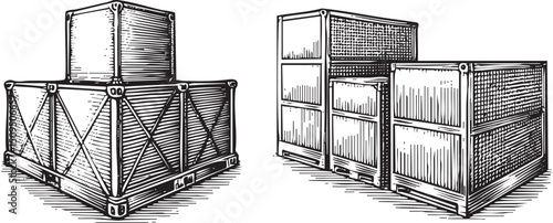 Two stacked wooden crates display a sense of storage and logistics.