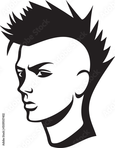 young man’s profile showcases a vibrant spiked hairstyle.