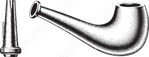 detailed of a curved pipe with a nozzle.