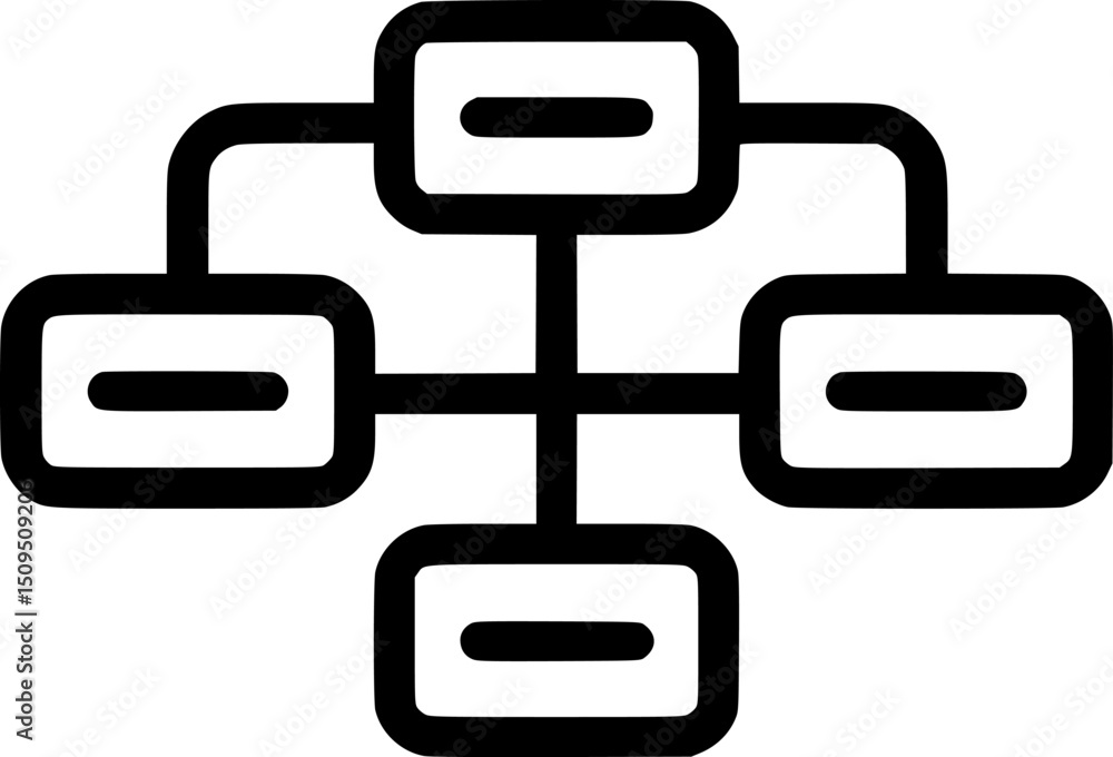 A network diagram with rounded rectangular nodes connected by lines A network diagram with rounded rectangular nodes connected by lines