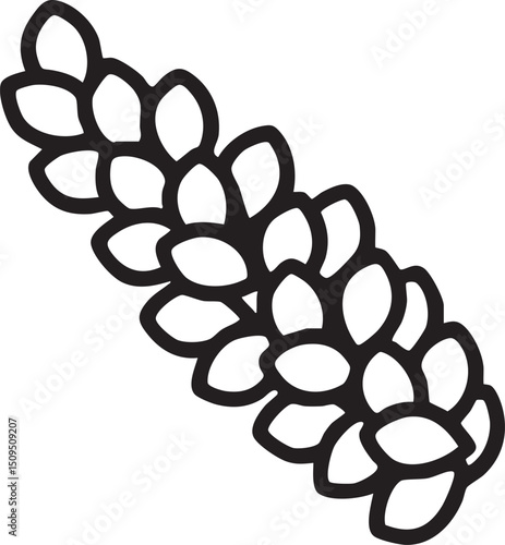linear strand of stylized rounded pasta shapes.