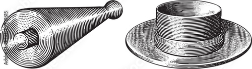 Two cylindrical objects one rolled and one flat are presented against a white background.