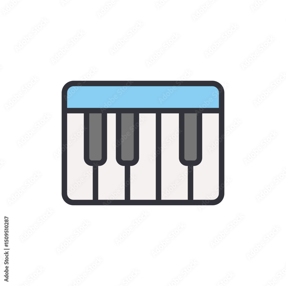 Fototapeta premium Stylized Keyboard Illustration With Playful Colors On Transparent Layout