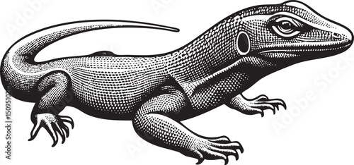 sleek lizard swiftly moves across a plain surface.