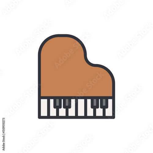 Grand Piano Illustration With Keys On Transparent Background Isolated