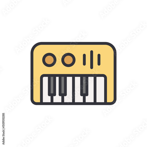Illustration Of A Portable Synthesizer With Audio Controls And Keys