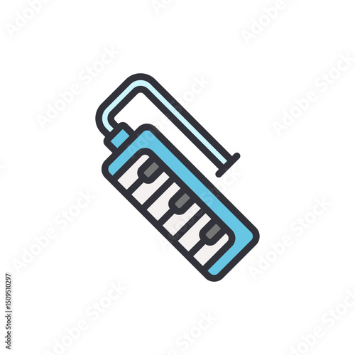 Illustration Of A Melodica Keyboard With A Tube On A Transparent Style