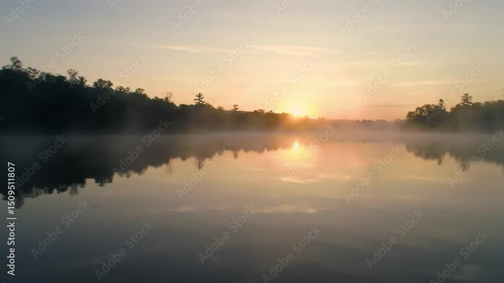 4K Cinematic Drone Over Misty Lake at Sunrise 4K Cinematic Drone Over Misty Lake at Sunrise