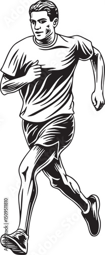 man runs swiftly along a path.