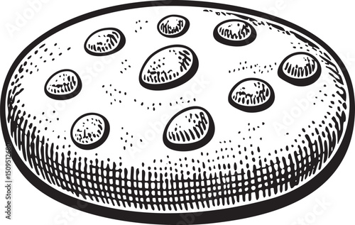 circular arrangement of small dark circles on a textured surface.