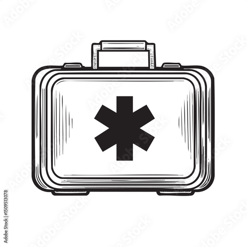 black medical case displays a prominent star of life symbol.